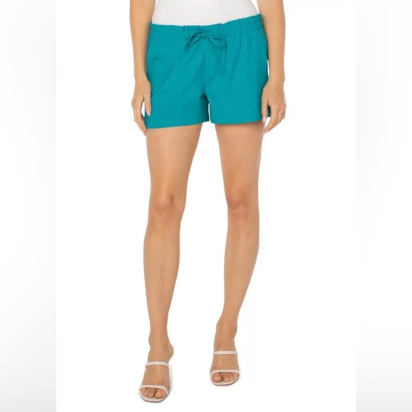 NWT‎ Liverpool Women's Lake Blue Paperbag Waist Shorts Casual Summer Vacation - Picture 1 of 9